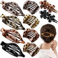 Obeoby 10 Pcs Flat Hair Clips for Women, 3 Styles French Flat Claw Clips for Thin Thick Hair, Medium Duckbill No Slip Hair Accessories Barrettes Girls（Tortoiseshell）