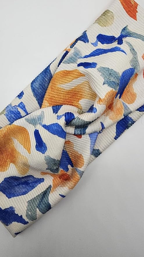Soft Stretchy Headband, 3-in-1 Versatile Twist Style, One-Piece (Rusty Blues Floral, Adult)