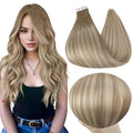 Full Shine Tape in Hair Extensions Human Hair 22 Inch Color 8 Ash Brown Fading to 60 Platinum Blonde and 18 Ash Blonde Invisible Tape in Extensions Real Hair Extensions Tape ins 20Pcs 50G