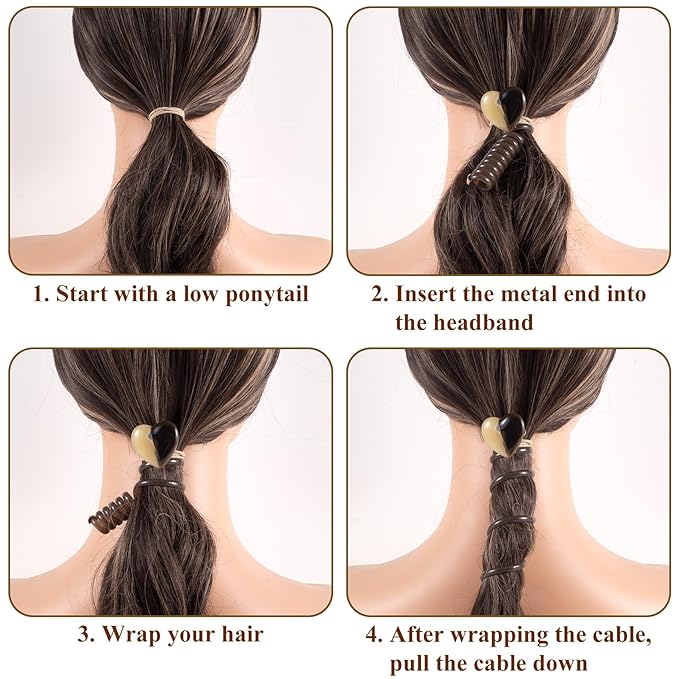 4PCS Heart Spiral Hair Ties, 4 Colors Heart Phone Cord Ponytail Holders for Women, Elegant Rubber Hair Coils, Stylish Hair Accessories for Party, Daily Use