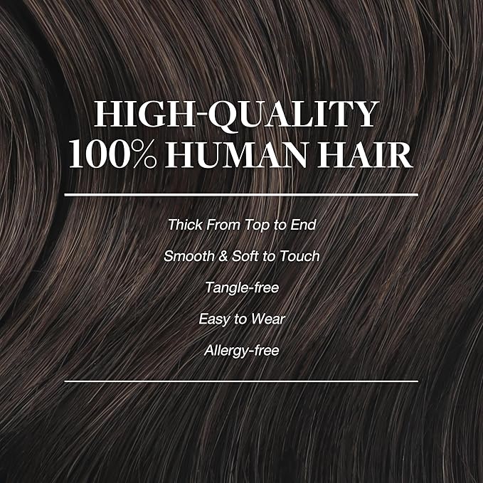 GOO GOO Clip in Hair Extensions Real Human Hair, Remy Human Hair Extensions Clip ins for Women, Natural Human Hair, 18inch 150g 9Pcs, 2 Dark Brown