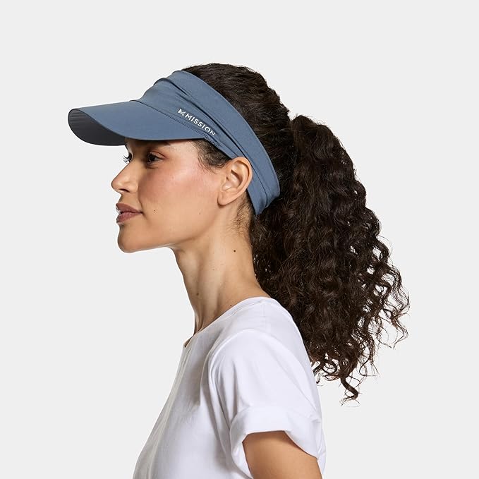 MISSION Cooling Stretchy Visor - Unisex Visor Hat for Men and Women, No Slip Band, UPF 50 Sun Protection Visor