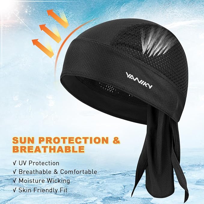 Bandanas Skull Caps for Men, Women Skull Cap Helmet Liner Cycling Hat Durags Motorcycle Bandana Sweat Wicking Do Rag