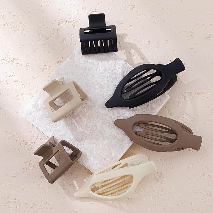 8 Pack Hair Clips for Women Medium Rectangle Hair Claws 4.6'' Flat Hair Barrettes for Women Thick/Thin Hair French Matte Styling Hair Accessories 2 Styles