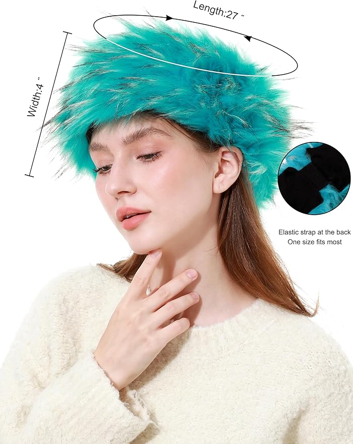 Faux Fur Headband for Women Winter Earwarmer Earmuff with Elastic