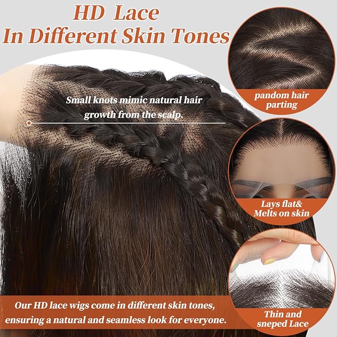 Synthetic Lace Front Wigs Pre Plucked 26 Inch Long Wavy Chocolate Brown 100% Futura Premium 13x4 HD Lace Wigs For Black Women Ready to Wear Beginner Friendly