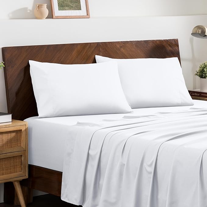 Bare Home Microfiber Pillow Cases - Standard Size Set of 2 - Cooling Pillowcases - Double Brushed - Easy Care - Envelope Closure (Standard Pillowcase Set of 2, White)