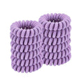 Spiral Hair Ties (12 Pcs, Cloth Purple) - Coil No Crease Ponytail Holders for All Hair Types with Plastic Spiral