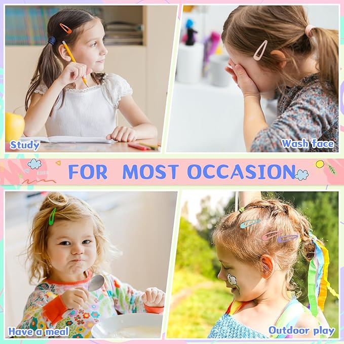 obeoby 120 Pcs 40 Colors Metal Snap Hair Clips, 2 Inch Hair Barrettes Hair Accessories for Girls Toddlers Women Birthday Valentines Day Gifts