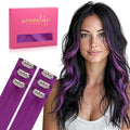 WENNALIFE Purple Clip in Hair Extensions Real Human Hair 35g 6pcs 22 Inch Colored Hair Extensions for Kids Women Colorful Hair Pieces Pop-up Style Straight Extensiones De Cabello Humano Con Clip