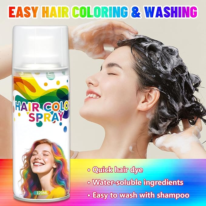 Silver Temporary Hair Color Spray - Washable & Natural One-Time Use Hair Wax for Women & Kids & Adults - Strong Hold for Halloween, Cosplay, Party, Washes Out Easily