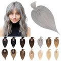 SEGO Grey Hair Toppers for Women Real Human Hair With Bangs, 7 * 13 CM Silk Base Clip In Topper Wiglet, Top Pieces Add Volume -6 Inch G1 Silver Grey