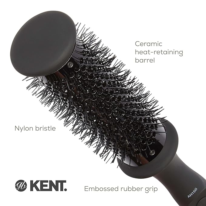 Kent AH15G AirHedz Ceramic Round Brush for Blow Drying, Blow Dryer Hair Brush for Long Bobs and Short to Mid-Length Hair, Features Ceramic Barrel for Accurate Results and Faster Drying Time.