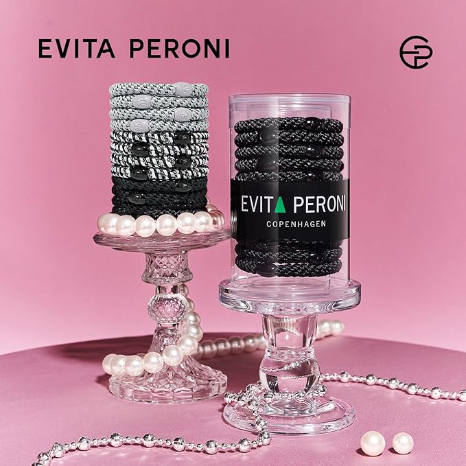 EVITA PERONI Hair Ties 12 Pcs Set, High Elastic Ponytail Holders, Hair Ties No Damage, Elastic Ties for Thick Hair Women Men, Gifts for Mother Sister Girlfriend (Carbon Ash)