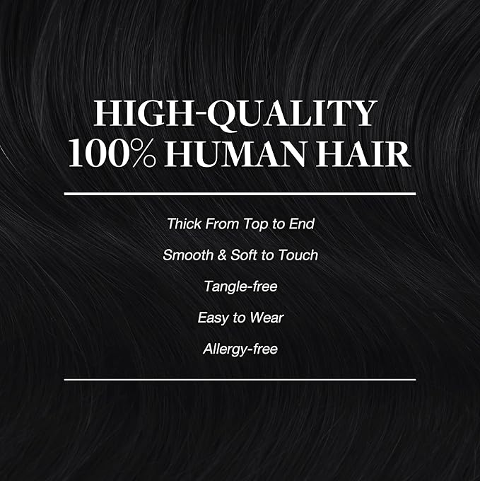 GOO GOO Clip in Hair Extensions Real Human Hair, Remy Human Hair Extensions Clip ins for Women, Natural Human Hair, 20inch 120g 7Pcs, 1 Jet black