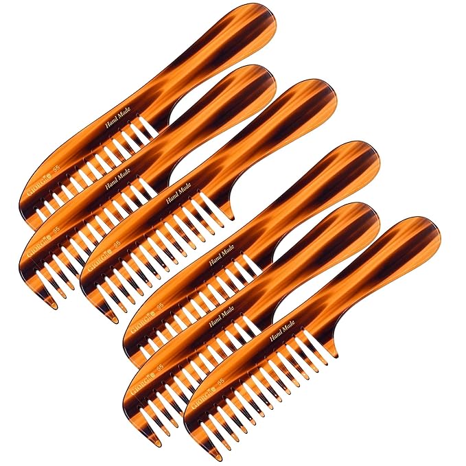 Giorgio G55 Wide Tooth Comb for Wet Hair Detangling, Hair Comb for Thin to Medium Thickness Hair Detangler, Hair Combs for Women, Handmade Large Tooth Rake Comb Saw-Cut and Hand Polished