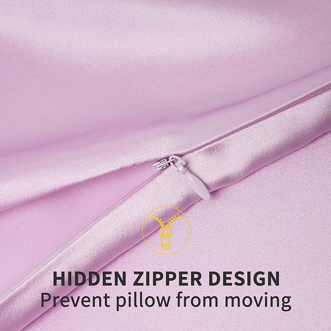 ZIMASILK 100% Pure Mulberry Silk Pillowcase for Hair and Skin Health,Soft and Smooth,Both Sides Premium Grade 6A Silk,600 Thread Count,with Hidden Zipper,1pc (Queen 20''x30'',Light Purple)