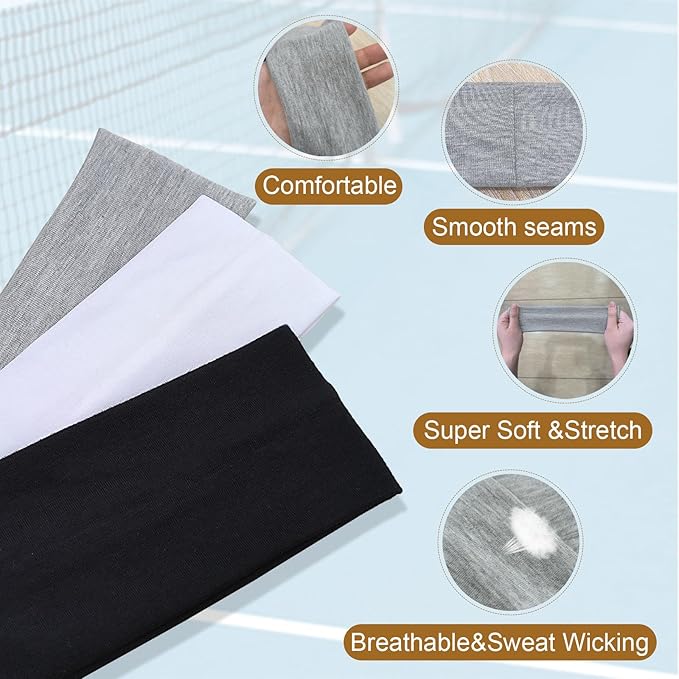 3PCS Headbands for Women Non Slip Elastic Sweat Hairbands Fashion Sports Hair Bands Soft Cloth Fabric Stretchy Headband for Workout Yoga Running