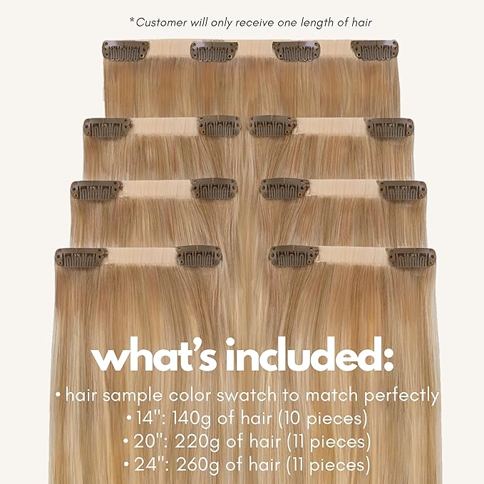 Irresistible Me Real Human Hair Extensions Clip Ins – 100% Human Hair Clip In Extensions for Length & Volume – Invisible Extension – Heat Resistant & Dyeable – Blonde Highlights, 24 Inches