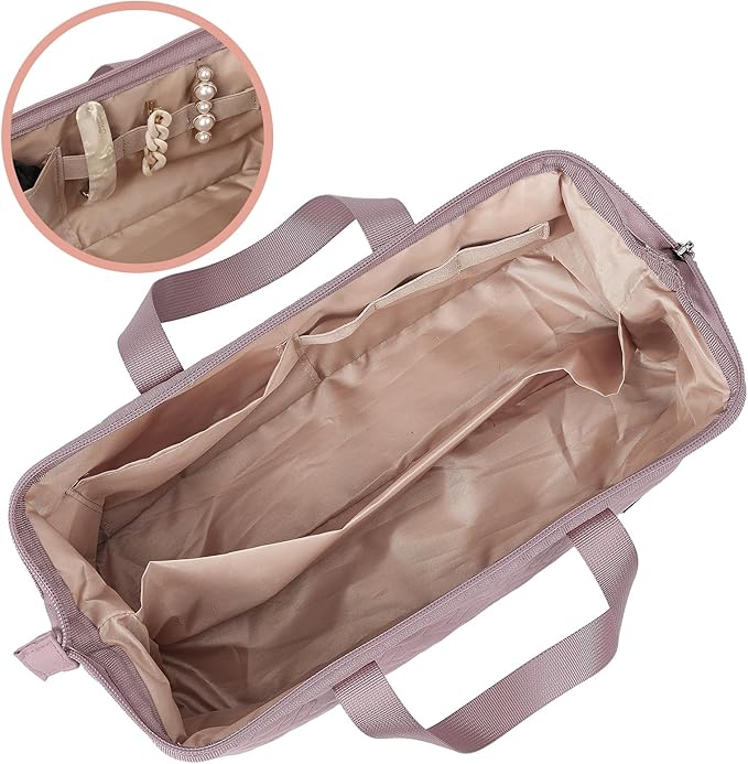 NISHEL Hair Tools Travel Carrying Bag, Portable Hair Air Wrap Dryer Case, Hair Dryer/Curling Iron/Airstraight Attachment Organizer, Peach Pink