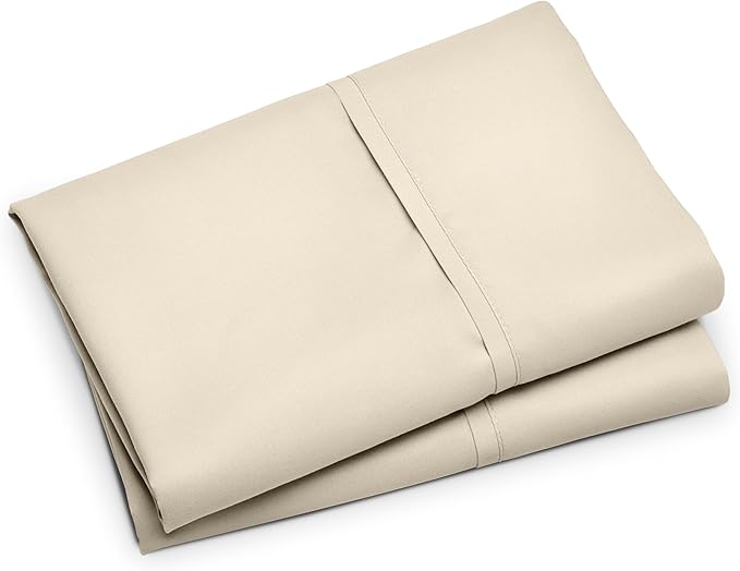 Bare Home Microfiber Pillow Cases - King Size Set of 2 - Cooling Pillowcases - Double Brushed - Sand Pillowcases 2 Pack - Easy Care (King Pillowcase Set of 2, Sand)