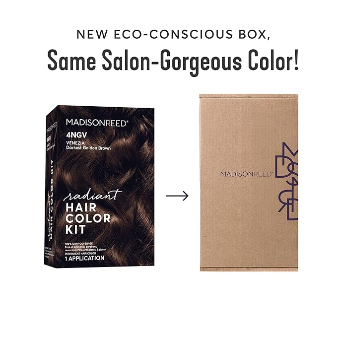 Madison Reed Radiant Hair Color Kit - 4NGV Darkest Golden Brown with Warm Tones (Venezia Brown), Dimensional Gray Hair Blending Permanent Hair Dye, PPD-Free & Ammonia-Free, 2 Pack