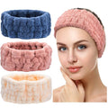 Chuangdi 3 Pieces Spa Headband for Women Facial Makeup Headband Soft Terry Cloth Hairband for Washing Face Mask Spa Shower Gifts(Dark Pink, Dark Blue, Milky-White)