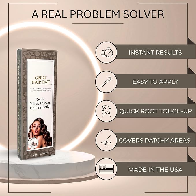Joan Rivers Great Hair Day Root Touch Up Powder Duo - Fill-in Powder for Thicker, Fuller Looking Hair (Salt & Pepper)