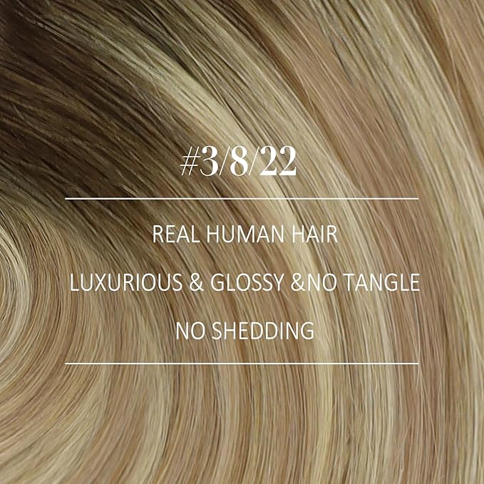 YoungSee Weft Hair Extensions Ombre Sew in Hair Extensions Walnut Brown Ombre Light Brown with Blonde Hair Extensions Weft Real Human Hair Bundle One Piece for Women 14Inch 100G