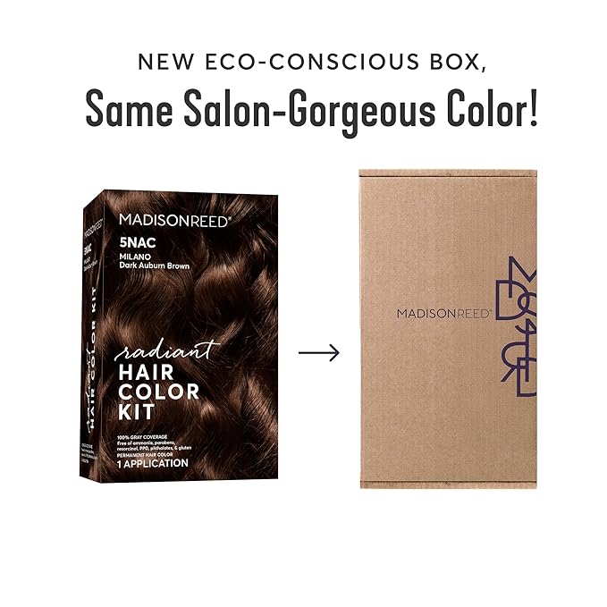 Madison Reed Radiant Hair Color Kit - 6NAC Medium Chocolate Brown with Copper-Auburn Undertones (Verona), Dimensional Gray Hair Blending Permanent Hair Dye, PPD-Free & Ammonia-Free, 2 Pack
