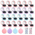 4 Colors Folding Mirror Hairbrush, 2 in 1 Compact Pocket Mirror Comb with DIY Stickers, Round Mini Pocket Makeup Mirror for Travel Women Girls (48 Pcs)