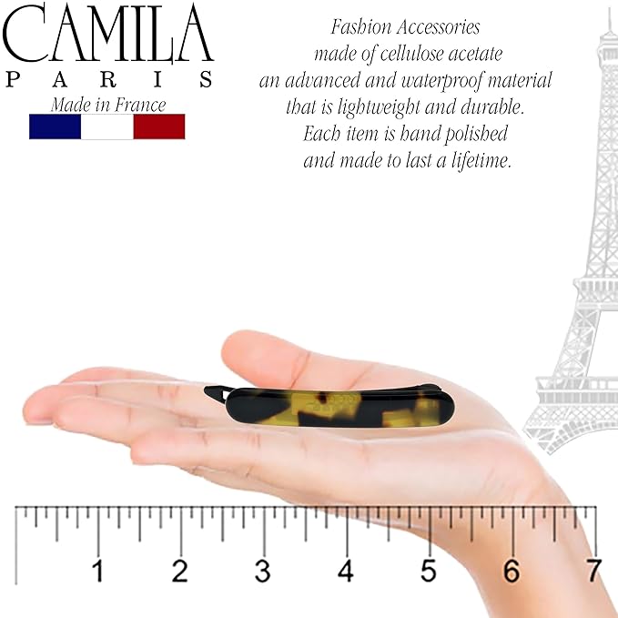 Camila Paris CP2800 French Hair Barrette Clip for Girls, Handmade, Tokyo, Metal-Free Closure Strong Hold Grip Hair Clips for Women, No Slip and Durable Styling Girls Hair Accessories, Made in France