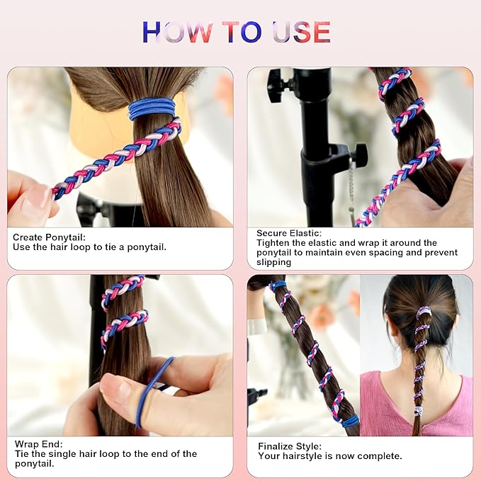Hair Ties for Women Pony Tails Elastic Hair Tie for Gym Braidedb Spiral Hairs Ties for Swimming Sports