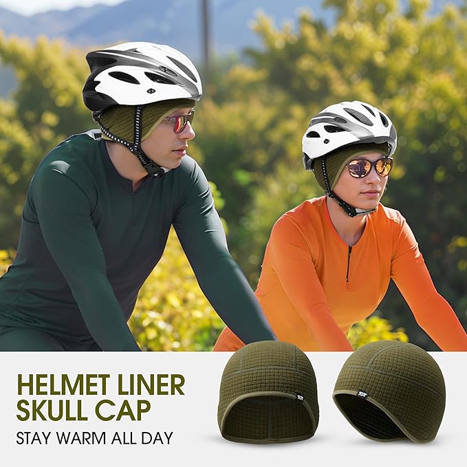 Skull Cap Helmet Liner, Winter Thermal Cycling Cap for Men & Women, Lightweight Cycling Hat for Biking Running Outdoor Work