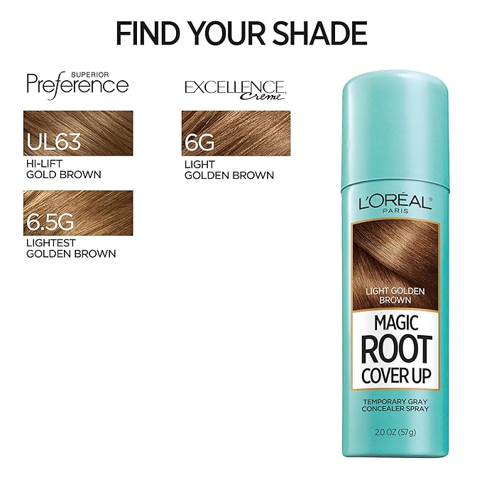 L'Oreal Paris Hair Color Root Cover Up Temporary Gray Concealer Spray Light Golden Brown (Pack of 2) (Packaging May Vary)