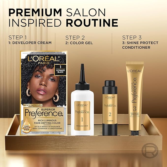L'Oreal Paris Superior Preference Luminous Fade-Defying Permanent Hair Color, Hair Dye For Up to 9 Weeks of Radiance, Dark Brown 4, 1 Hair Dye Kit