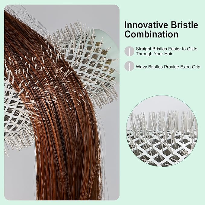 Eagle Fortress Round Brush for Blow Out, Thermal Ceramic Hair Brush for Blow Drying with Ionic Bristle for Professional Blowout Brushing - Green, 53mm