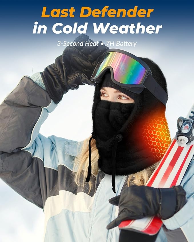Heated Balaclava Cold Winter Gifts for Women Rechargeable 6000 mAh Battery Packs Warm Gift