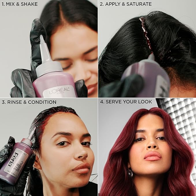 L’Oreal Paris Feria Multi-Faceted Shimmering Permanent Hair Color, High Intensity Hair Dye for 3X Highlights, 26 Black Cherry (Deepest Magenta), 1 Hair Dye Kit
