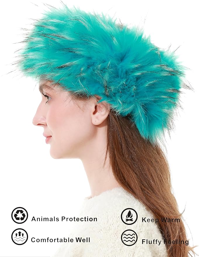 Faux Fur Headband for Women Winter Earwarmer Earmuff with Elastic