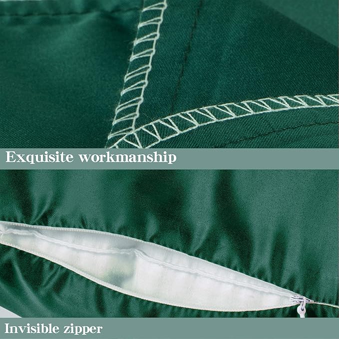 NTBAY Zippered Satin Pillow Cases for Hair and Skin, Luxury Standard Hidden Zipper Pillowcases Set of 2, 20x26 Inches, Dark Green