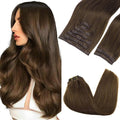 GOO GOO Clip in Hair Extensions Real Human Hair, Remy Human Hair Extensions Clip ins for Women, Natural Human Hair, 20inch 150g 9Pcs, 4A Chocolate Brown