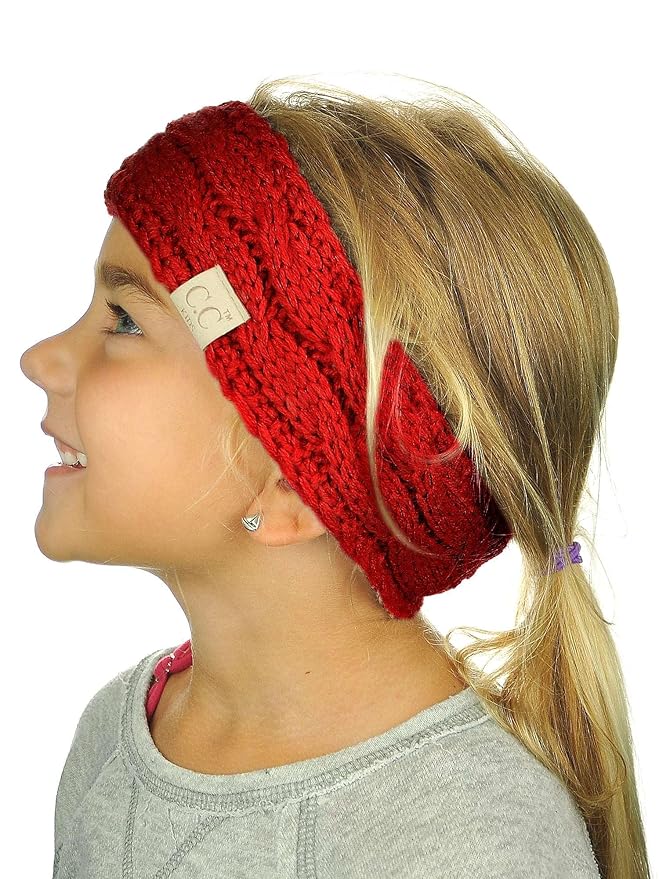 C.C Children's Kids' Winter Warm Cable Knit Fuzzy Lined Ear Warmer Headband