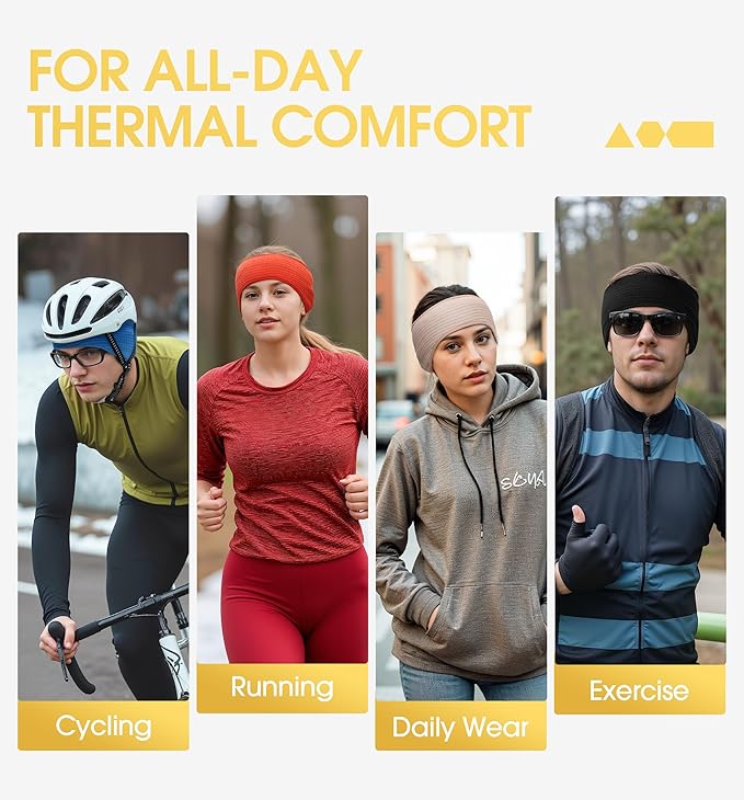 SUNMECI Lightweight Soft Fleece Headband - Breathable Ear Muffs for Men Women in Winter Running Cycling Ski Comfortable Warm for Clod Weather Sports