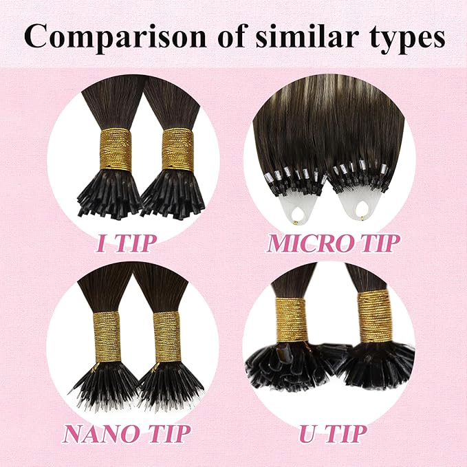 YoungSee Microbead Hair Extensions Human Hair Dark Brown Ombre Blonde Microlink Hair Extensions Human Hair Dark Brown Balayage Micro Loop Hair Extension 24 Inch 50g 50s Cold Fusion for Long Hair