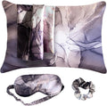 Satin Pillowcase Gift Set for Women – Marble Black, Silky Soft, Reduces Frizz | Includes Satin Eye Mask & Scrunchie | for Curly Hair, Sensitive Skin | Gift for Mom, Daughter, Girlfriend