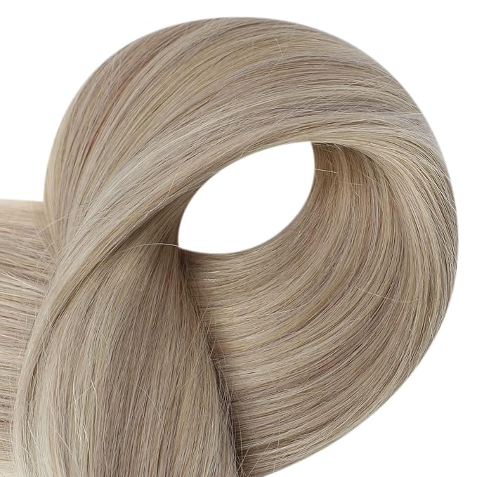 Full Shine Tape in Hair Extensions Human Hair Color 18 Ash Blonde Highlight 613 Blonde Seamless Real Remy Skin Weft 24Inch Thick Hair Extensions Add Length 20Pcs 50 Gram Invisible Brazilian Woman