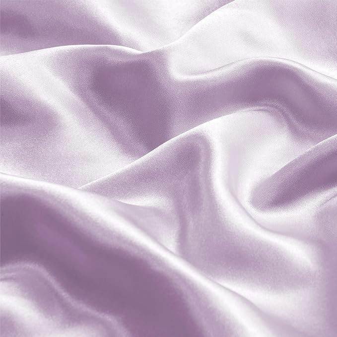 BEDELITE Satin Pillowcase with Zipper, Lavender King Size Pillow Cases Set of 2, Super Soft and Cooling Similar to Silk Pillow Cases, Gift for Women Men(20x36 Inches)