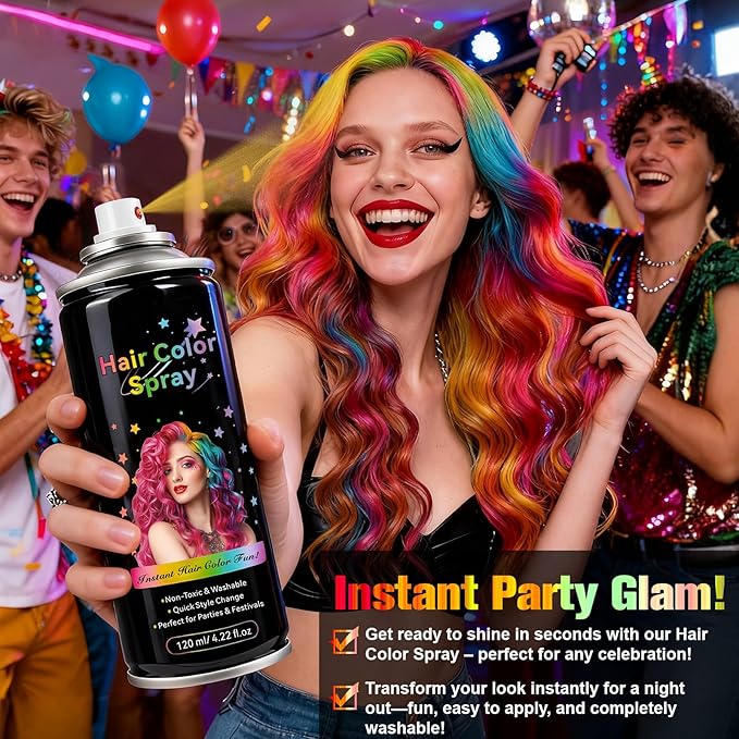 Temporary Hair Spray Color for Kids Women - One-Time Use Green Hair Spray, Vegan and Cruelty-Free Semi-Permanent Hair Color Dye, (Green,4.02Oz)