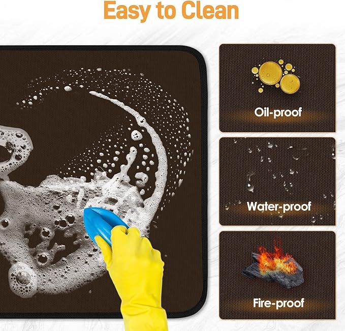 Heat Resistant Mat for Air Fryer, 15 x 18in Heat Resistant Mat for Countertop, Fireproof Silicone Countertop Protector Appliance Slider for Air Fryer, Coffee Maker, Toaster, Oven - Brown
